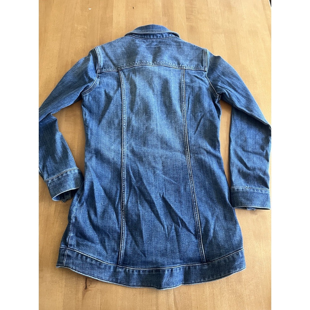 Women's Liverpool Jeans Company Long Denim Jacket Sz XS Tapered Waist Buttons - Picture 11 of 11